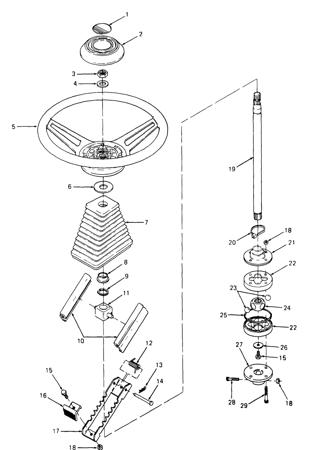 Upper Steering Diagram and Parts List for 2284 864501-899000-145734100-146734100-14A734100 Cub Cadet Lawn Tractor